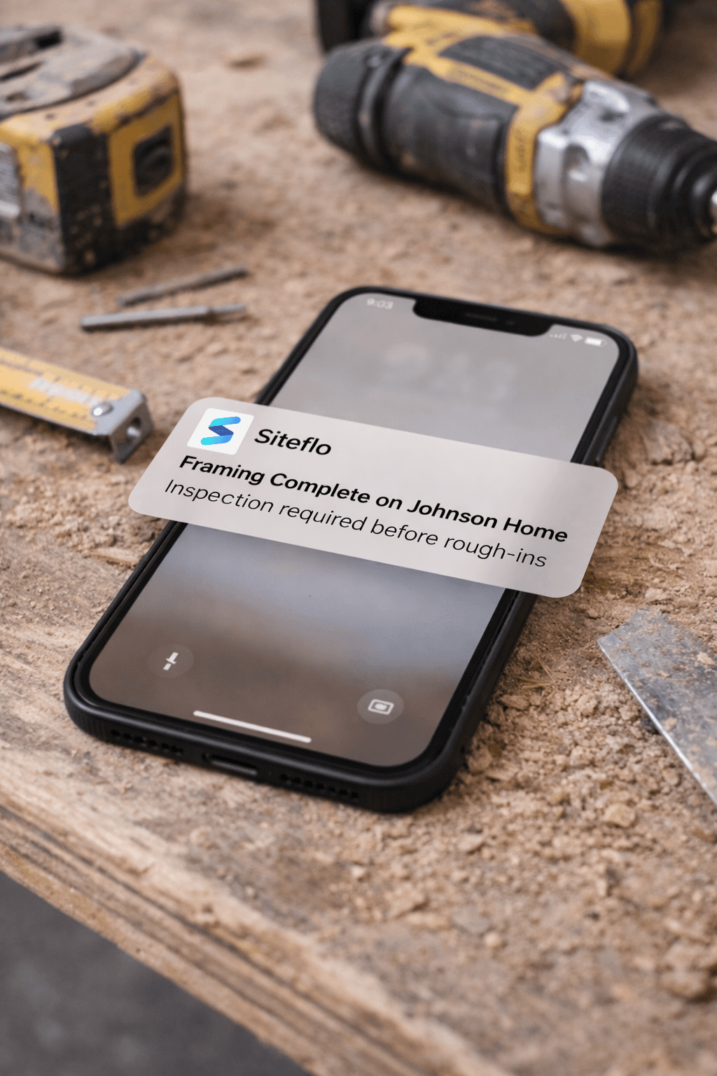 Framing complete notification triggering an inspection action